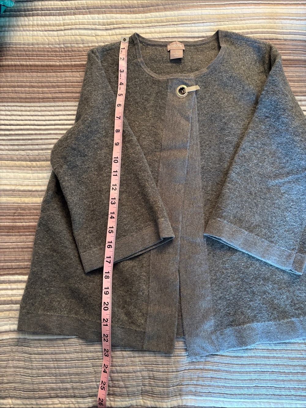 NWT Chico’s Gray Wool-Blend Open Cardigan Size 0 - Picture 5 of 5